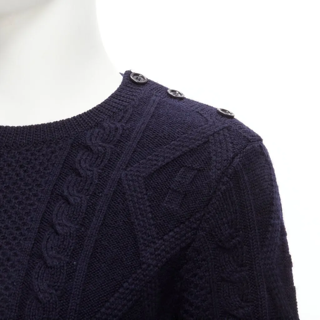 A.P.C. Cable Knit Sweater Navy Wool Very good - Back View
