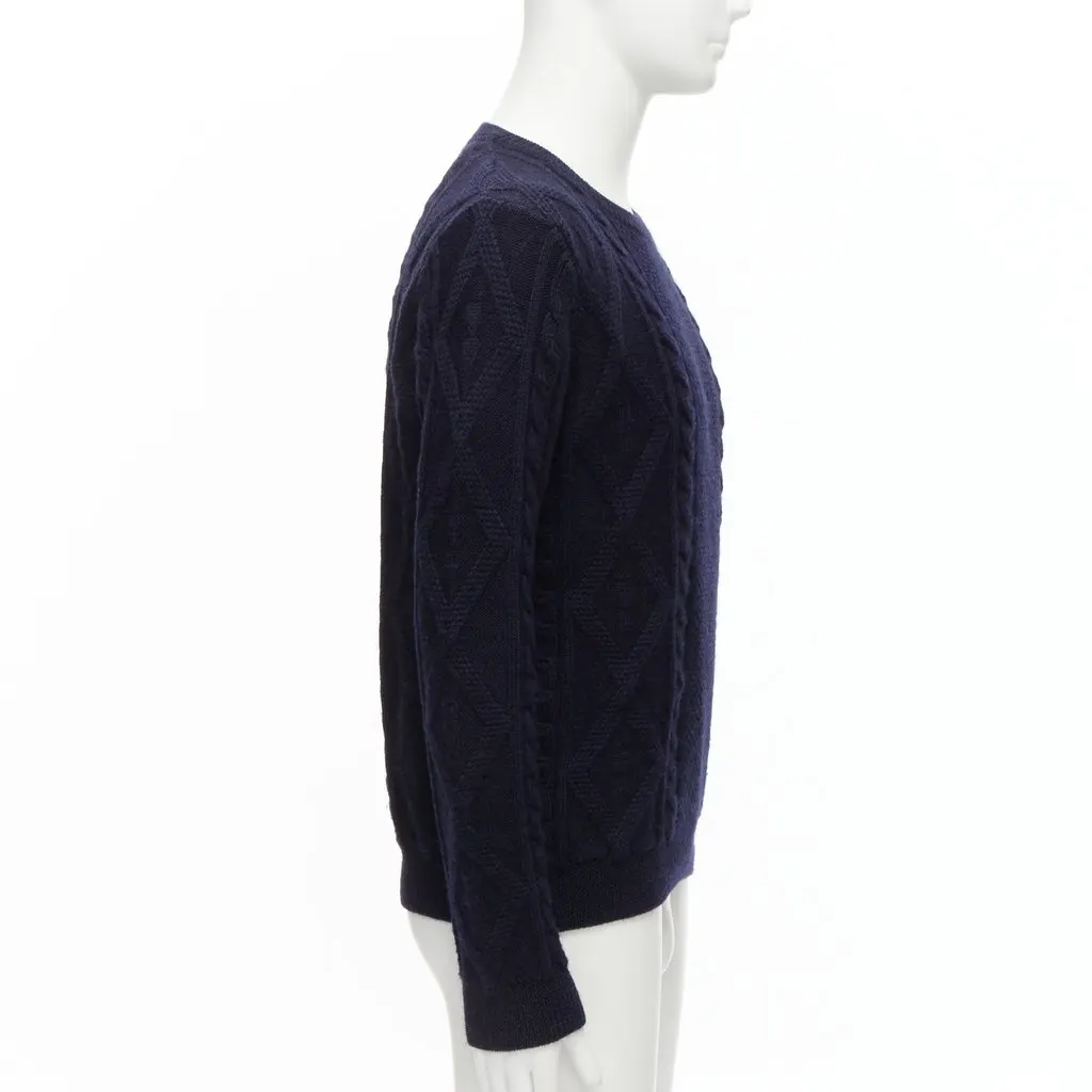 A.P.C. Cable Knit Sweater Navy Wool Very good - Model View