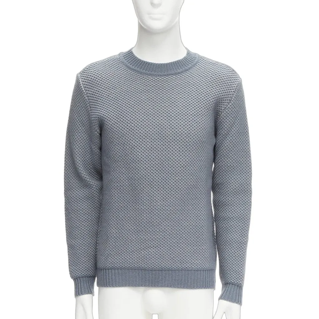 Unsigned Waffle Wool Sweater Grey Wool Never worn - Front View