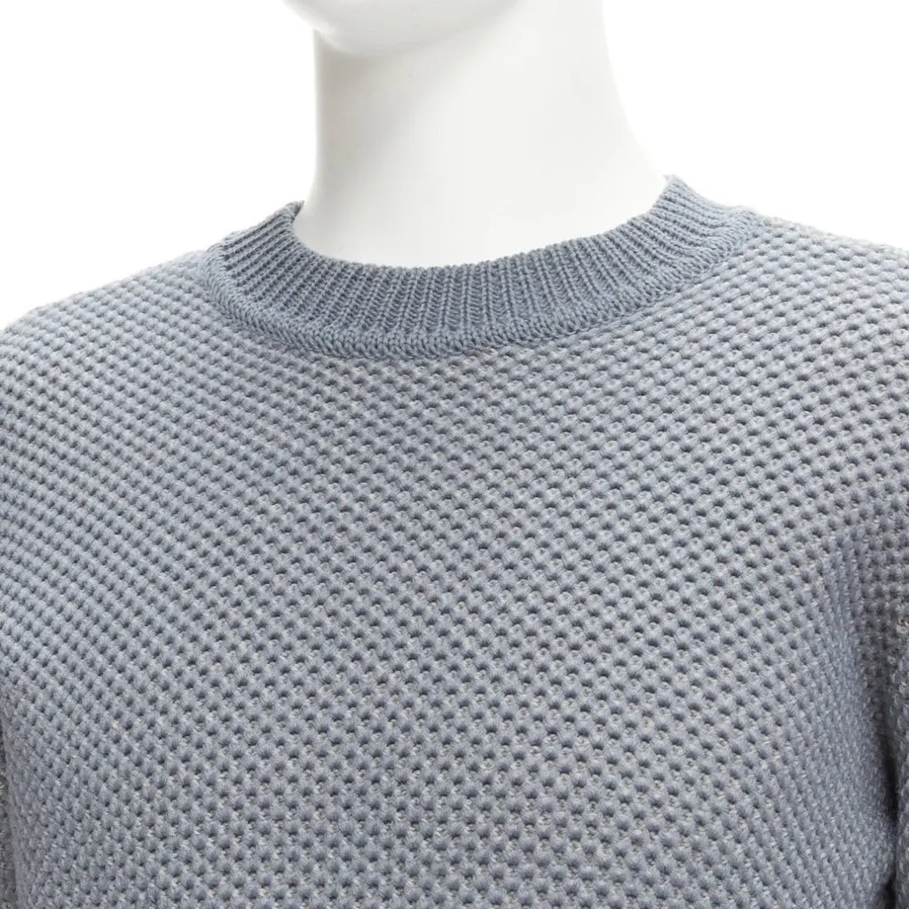 Unsigned Waffle Wool Sweater Grey Wool Never worn - Back View