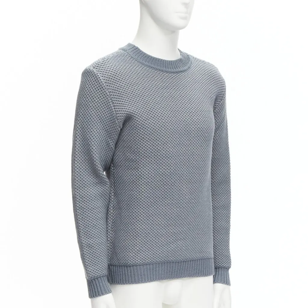 Unsigned Waffle Wool Sweater Grey Wool Never worn - Inside View
