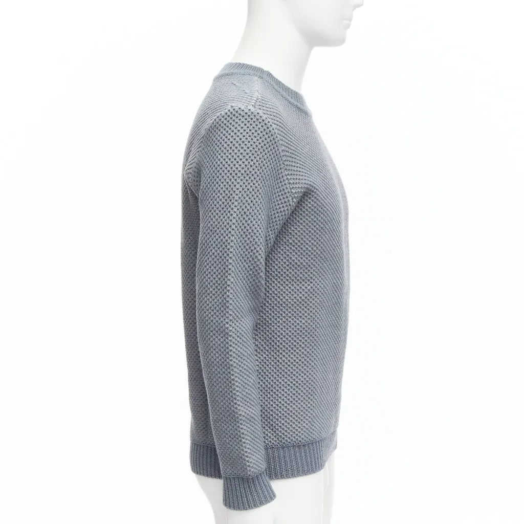 Unsigned Waffle Wool Sweater Grey Wool Never worn - Model View