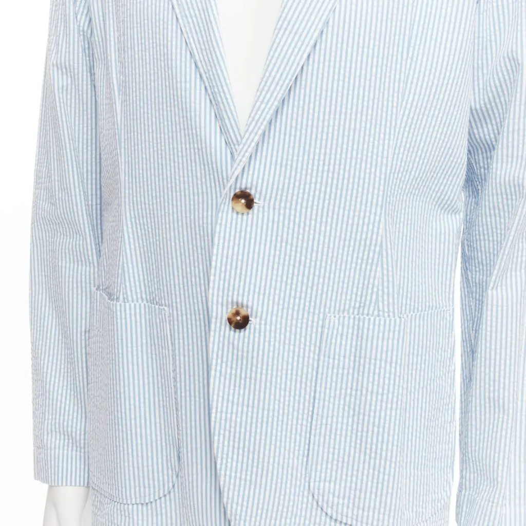 Lardini Stripe Button Blazer Blue Cotton Good - Back View