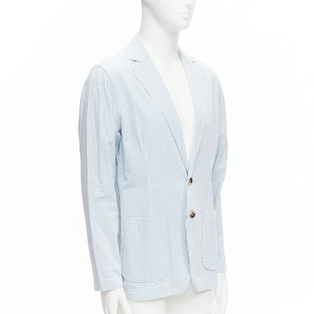 Lardini Stripe Button Blazer Blue Cotton Good - Inside View