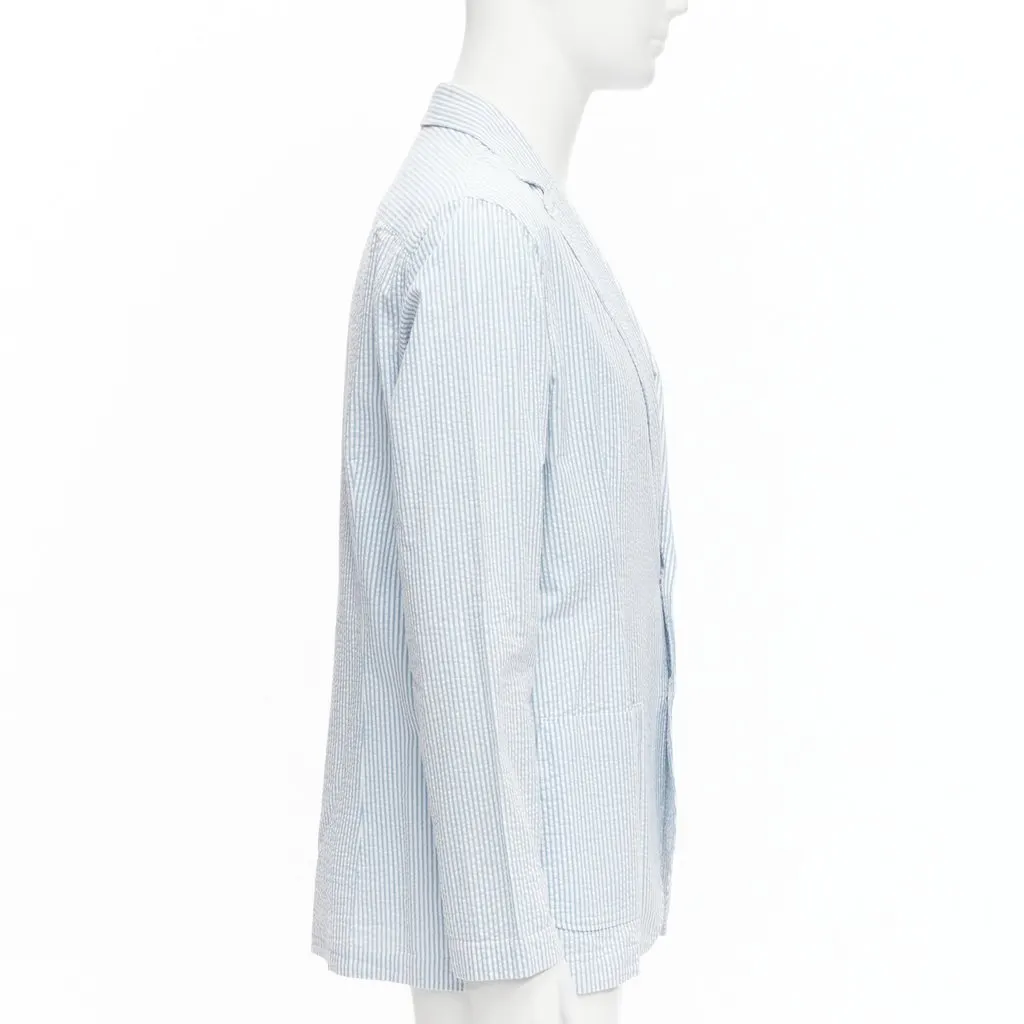 Lardini Stripe Button Blazer Blue Cotton Good - Model View