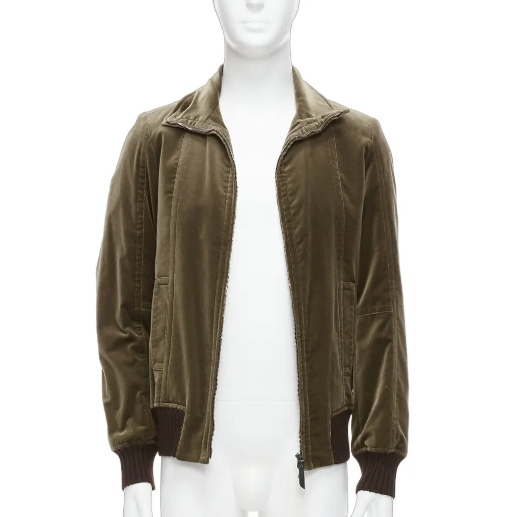 Costume National Khaki Velvet Bomber Khaki Velvet Fair - Front View