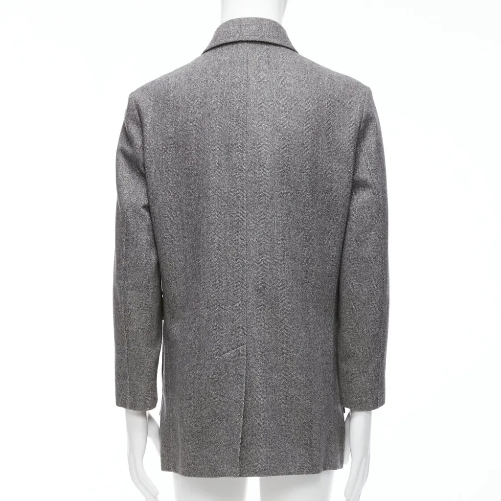 Lanvin Grey Herringbone Overcoat Grey Wool Very good - Box View