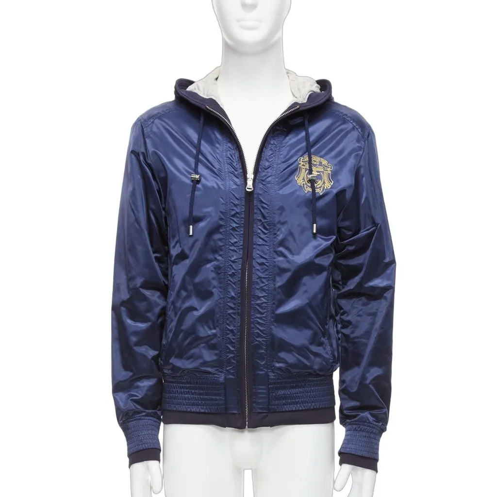 D&G Navy Varsity Zip Jacket Blue Polyamide Fair - Front View