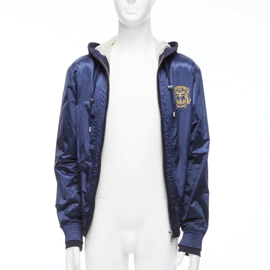 D&G Navy Varsity Zip Jacket Blue Polyamide Fair - Inside View