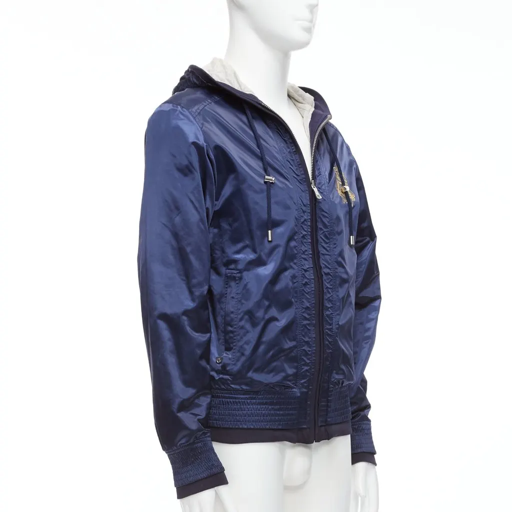 D&G Navy Varsity Zip Jacket Blue Polyamide Fair - Model View