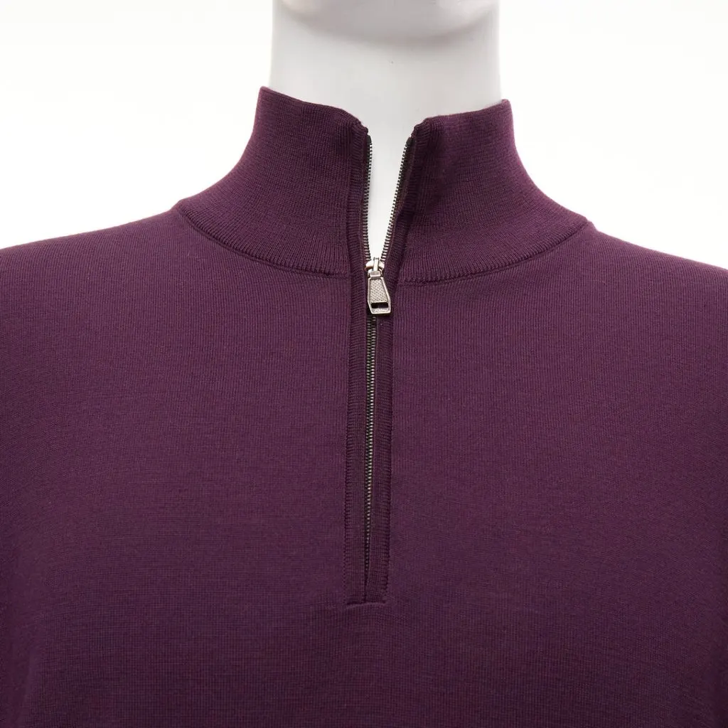 Brioni Purple Silk Sweater Purple Wool Good - Back View
