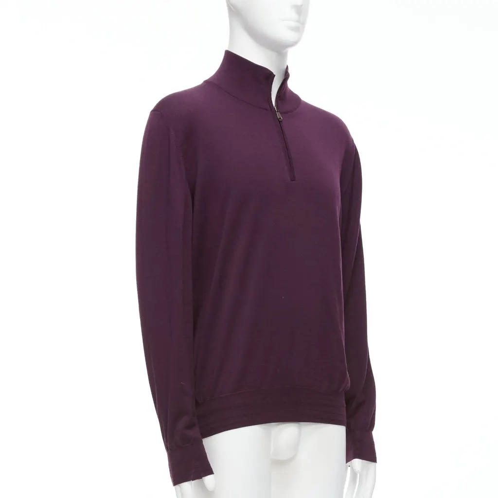 Brioni Purple Silk Sweater Purple Wool Good - Inside View
