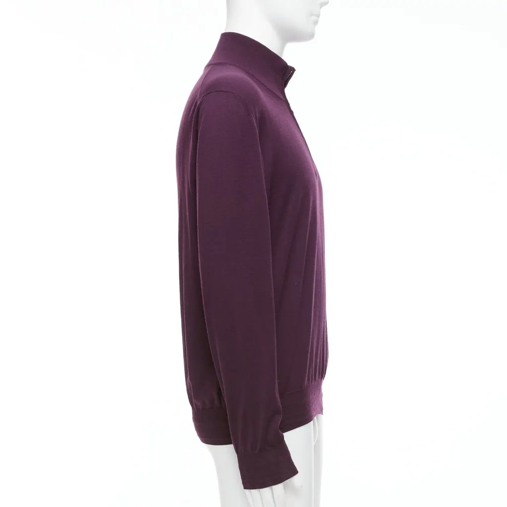 Brioni Purple Silk Sweater Purple Wool Good - Model View