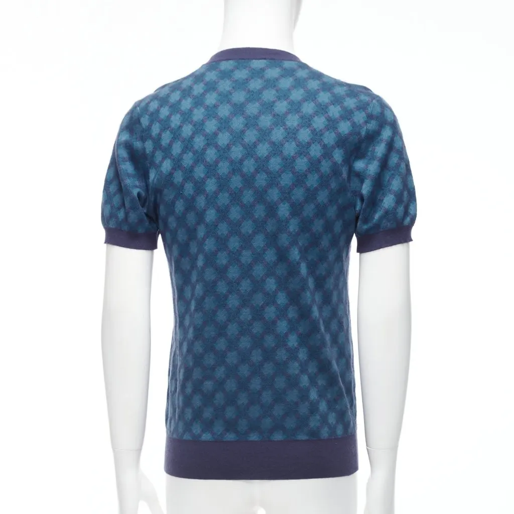 Brioni Diagonal Check Sweater Blue Silk Fair - Box View