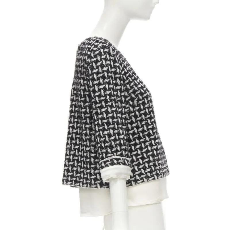 ST JOHN Crystal Layered Top Black Tweed Never worn - Model View