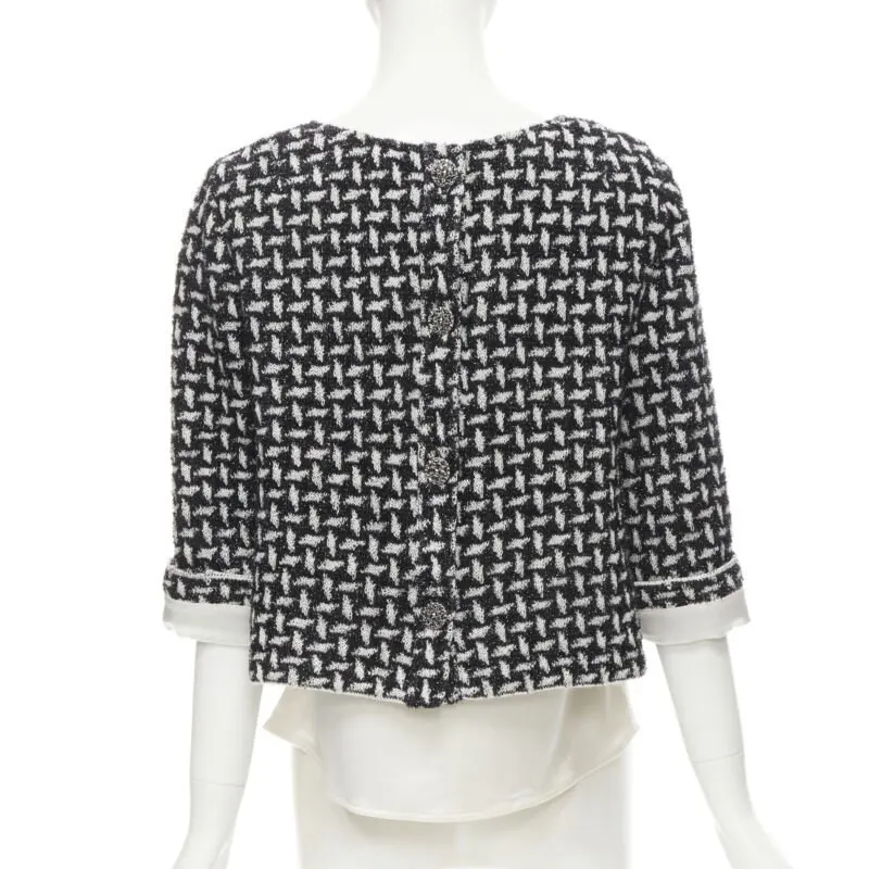ST JOHN Crystal Layered Top Black Tweed Never worn - Box View