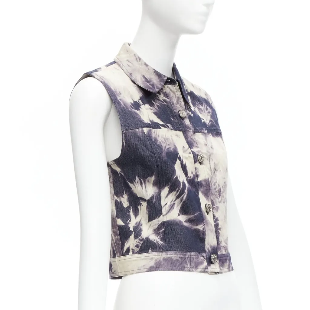 Celine Print Denim Jacket Blue Cotton Never worn - Model View