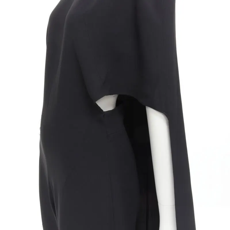 ESTEBAN CORTAZAR Open Back Cape Jumpsuit Black Viscose Good - Back View