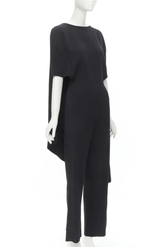 ESTEBAN CORTAZAR Open Back Cape Jumpsuit Black Viscose Good - Inside View