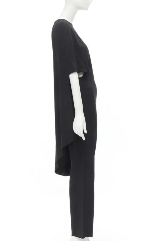 ESTEBAN CORTAZAR Open Back Cape Jumpsuit Black Viscose Good - Model View