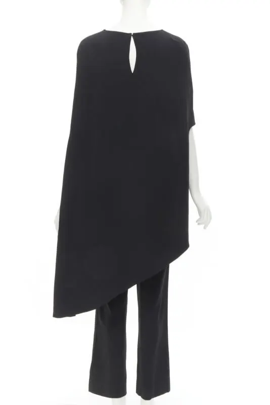 ESTEBAN CORTAZAR Open Back Cape Jumpsuit Black Viscose Good - Box View