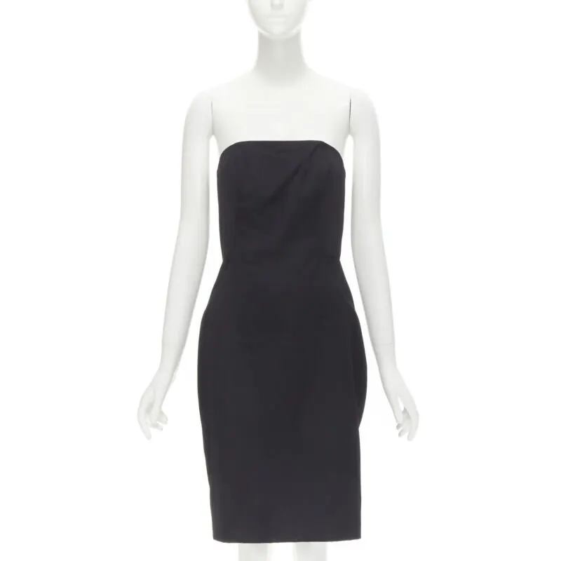 Alexander Wang Corset Pleat Dress Black Wool Never worn - Front View