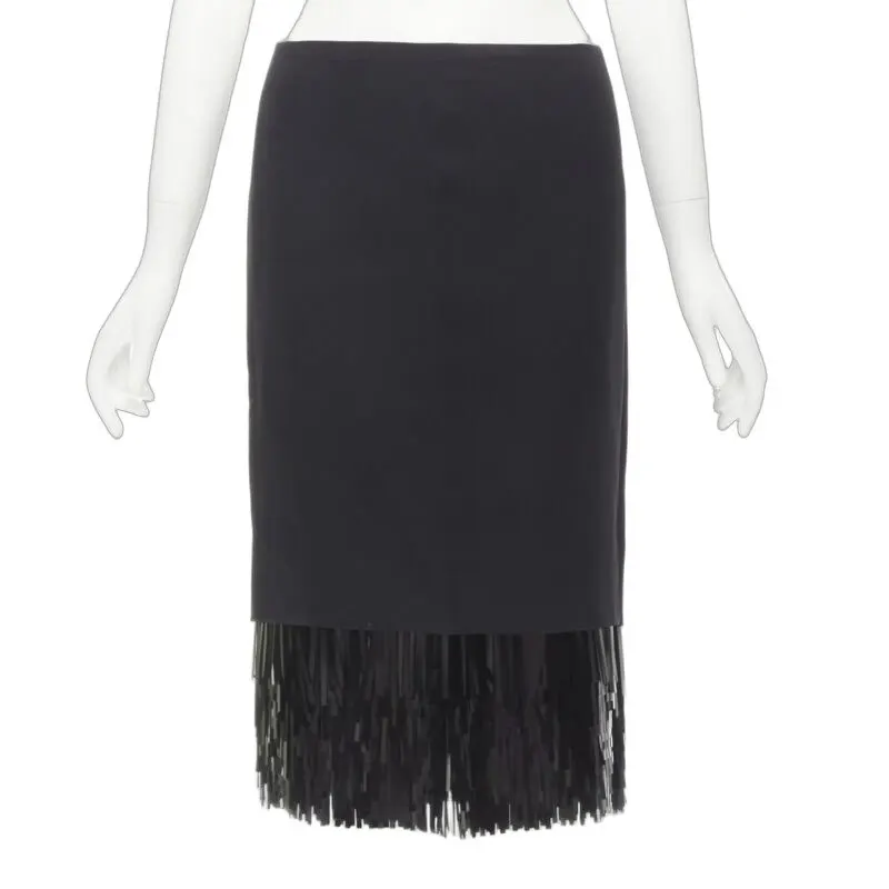 Jason Wu Fringe Cocktail Skirt Black Polyester Never worn - Front View