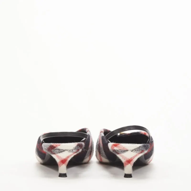 Balenciaga Plaid Wool Sling Pumps Red Polyester Very good - Box View