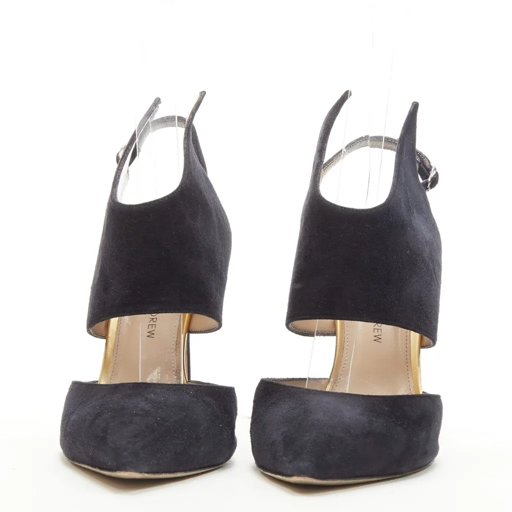 Paul Andrew Winged D'Orsay Pumps Black Suede Good - Model View