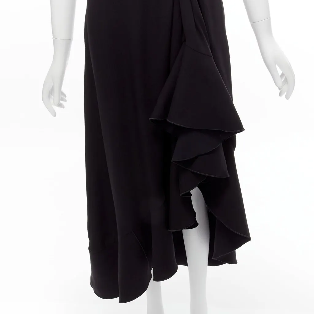 Dion Lee Drape Ruffle Dress Black Silk Never worn - Back View