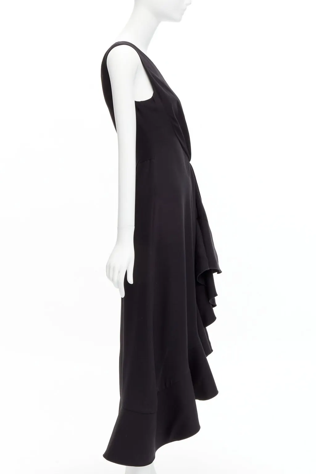 Dion Lee Drape Ruffle Dress Black Silk Never worn - Model View