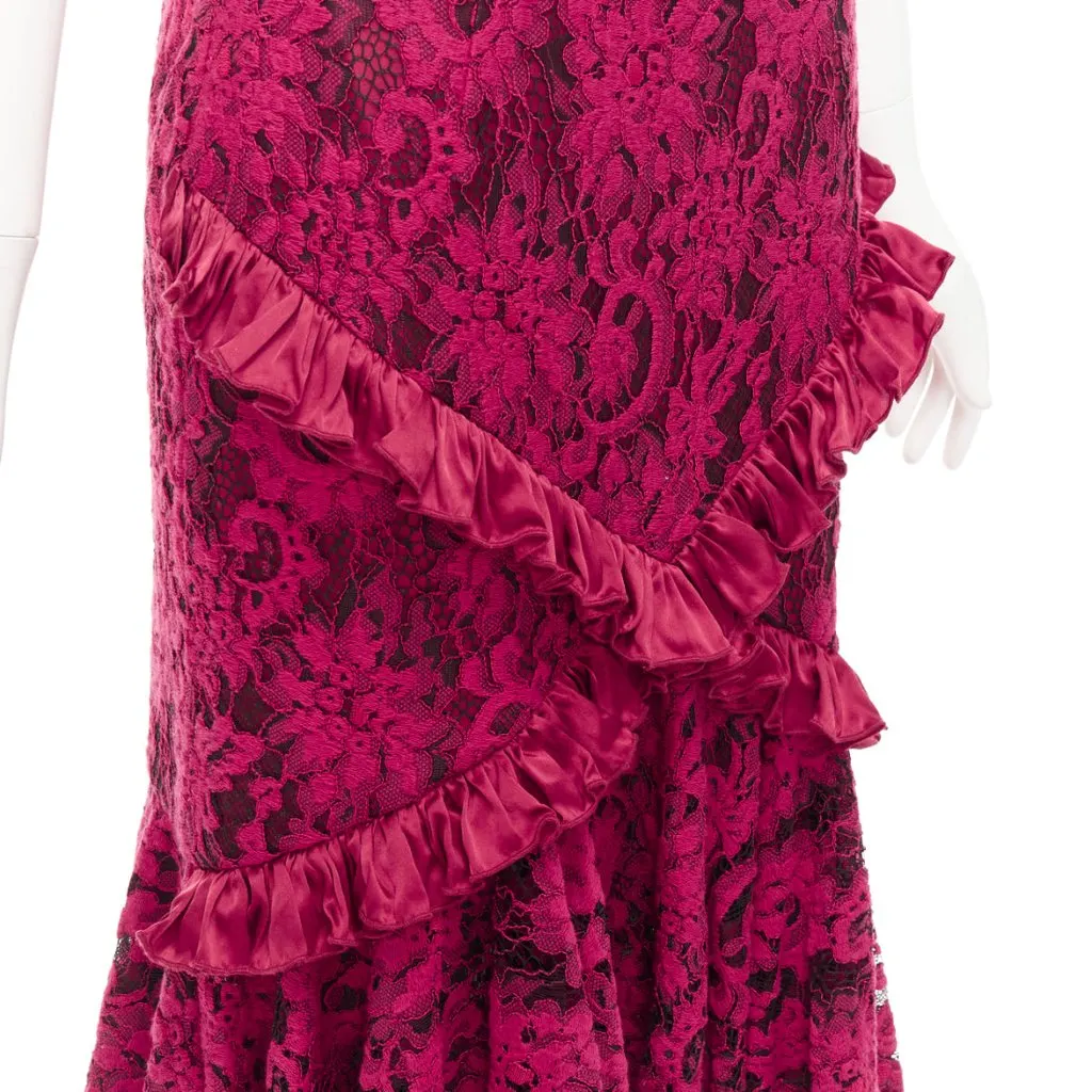 Romance Was Born Lace Ruffle Skirt Red Cotton Never worn - Back View
