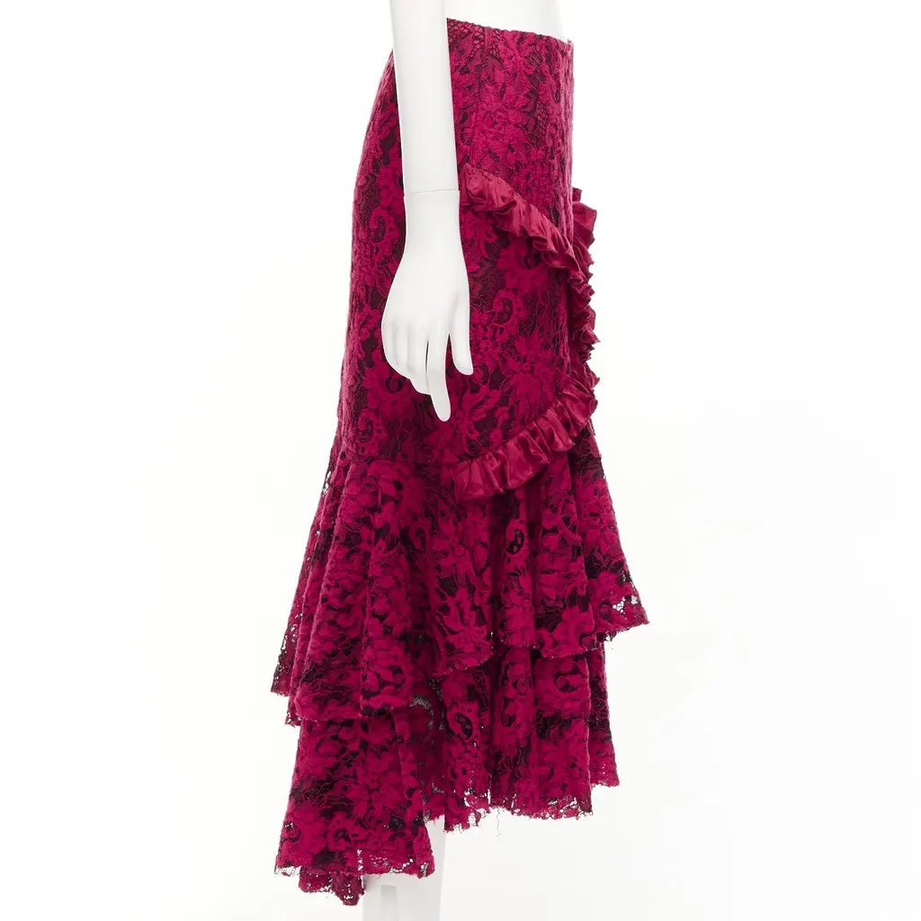 Romance Was Born Lace Ruffle Skirt Red Cotton Never worn - Model View