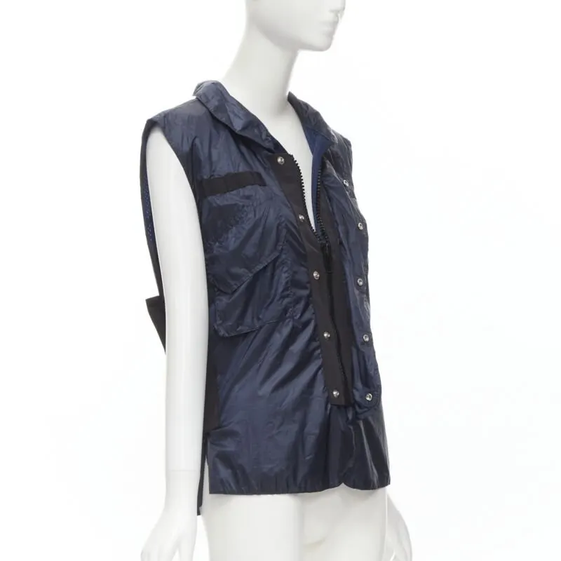 Sacai Technical Pocket Vest Navy Polyester Never worn - Model View