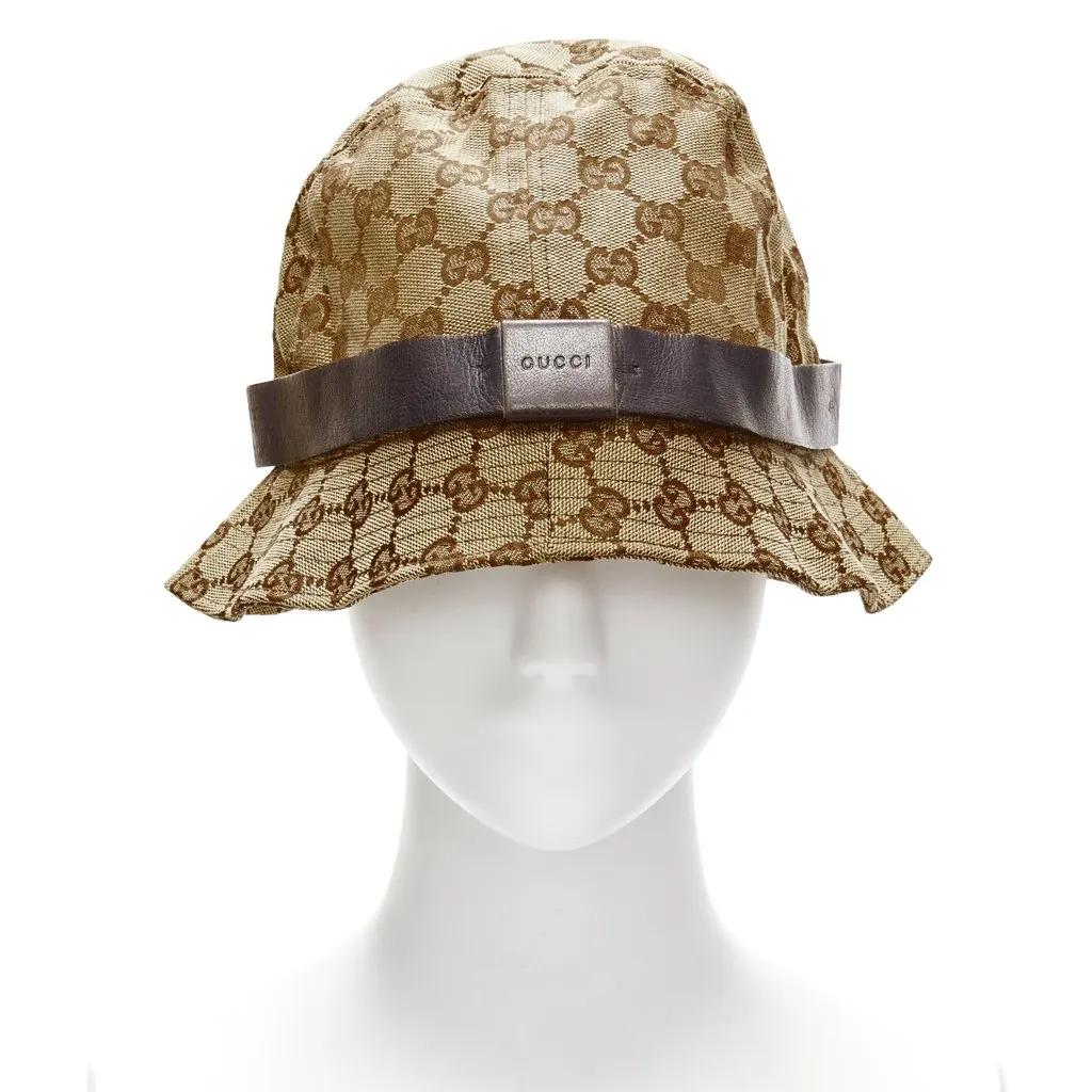 Gucci Brown GG Bucket Hat Beige Very good - Front View