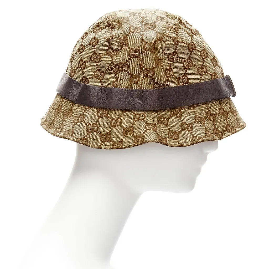 Gucci Brown GG Bucket Hat Beige Very good - Model View