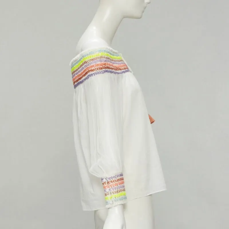 Alice & Olivia Neon Braid Top White Cotton Never worn - Model View