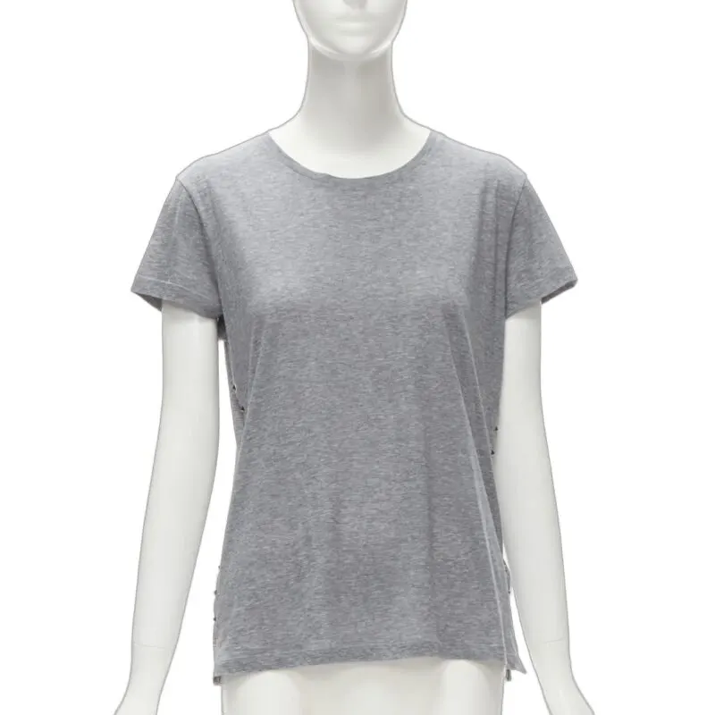 Valentino Pyramid Stud Tee Grey Cotton Never worn - Front View
