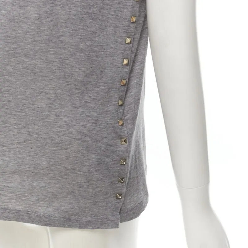 Valentino Pyramid Stud Tee Grey Cotton Never worn - Back View