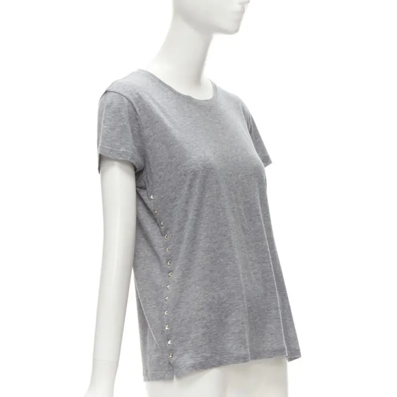 Valentino Pyramid Stud Tee Grey Cotton Never worn - Inside View
