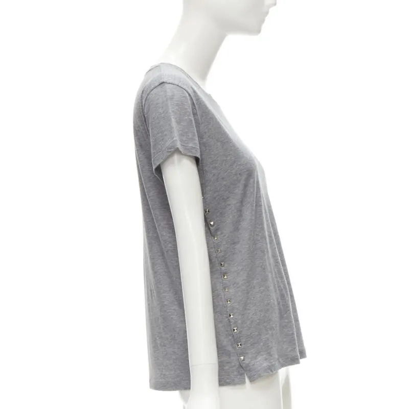 Valentino Pyramid Stud Tee Grey Cotton Never worn - Model View