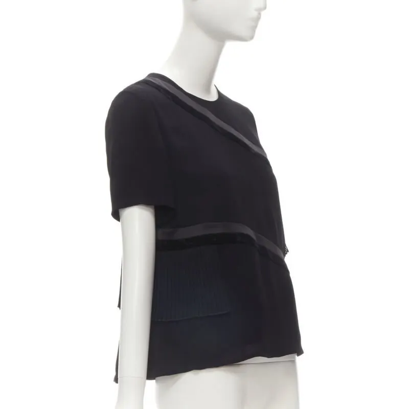 Rhie Velvet Ruffle Top Black Viscose Never worn - Inside View