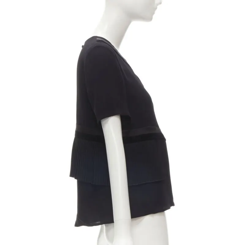 Rhie Velvet Ruffle Top Black Viscose Never worn - Model View