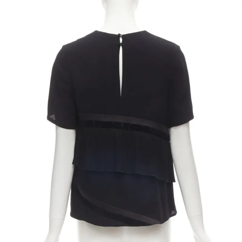 Rhie Velvet Ruffle Top Black Viscose Never worn - Box View