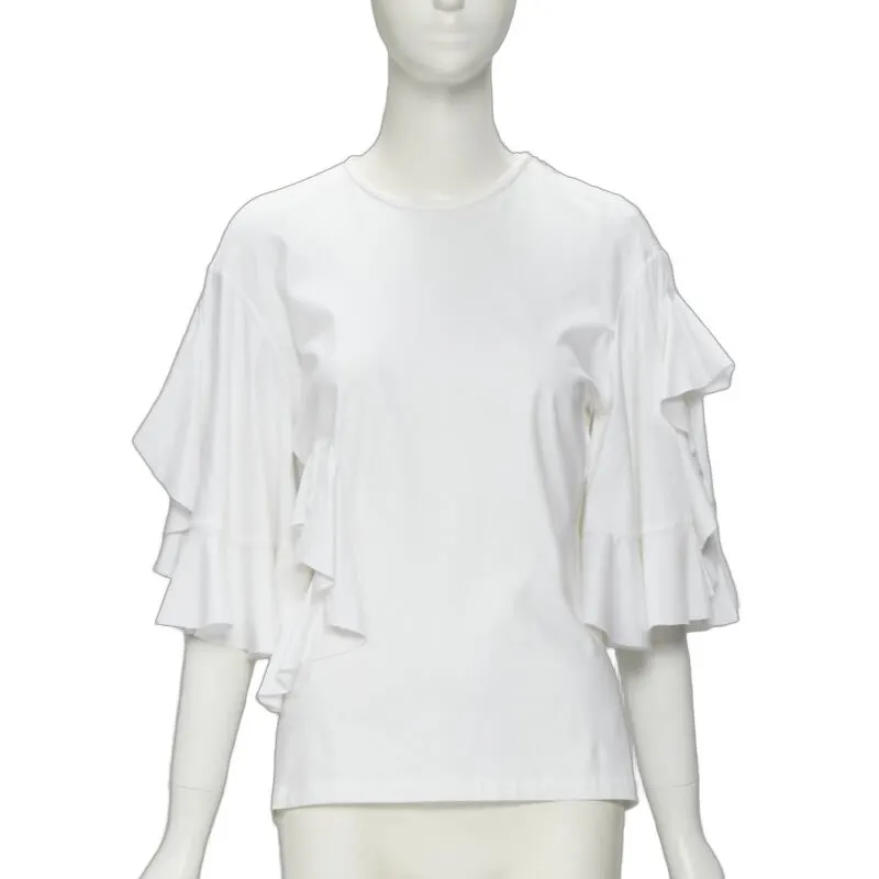 Ellery Cut Out Ruffle Tee White Cotton Never worn - Front View