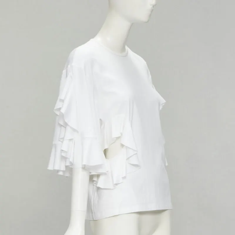 Ellery Cut Out Ruffle Tee White Cotton Never worn - Inside View