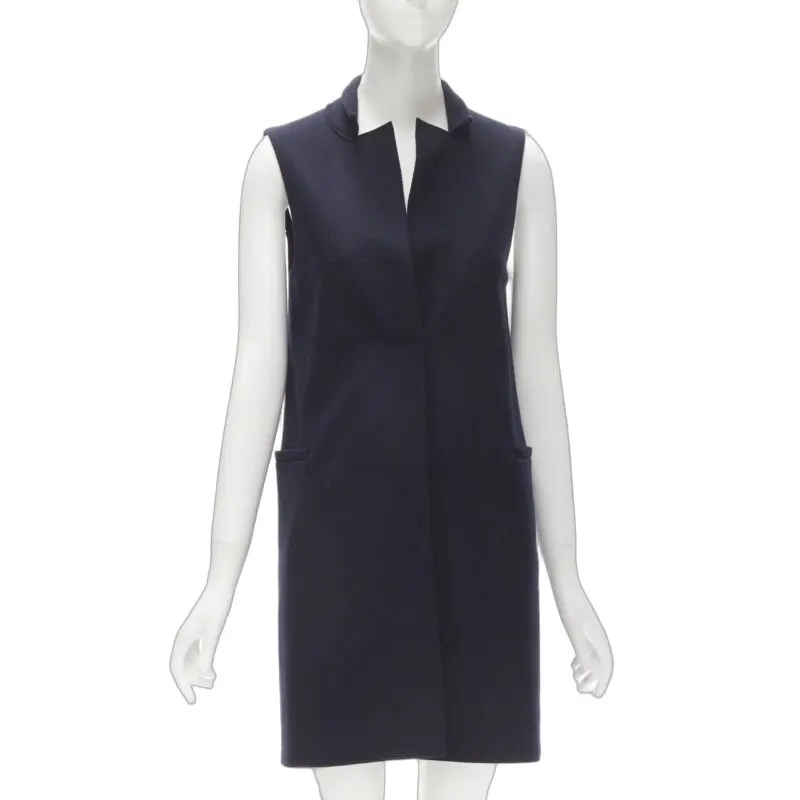 HARRIS WHARF LONDON Navy Wool Felt Vest Navy Wool Never worn - Front View
