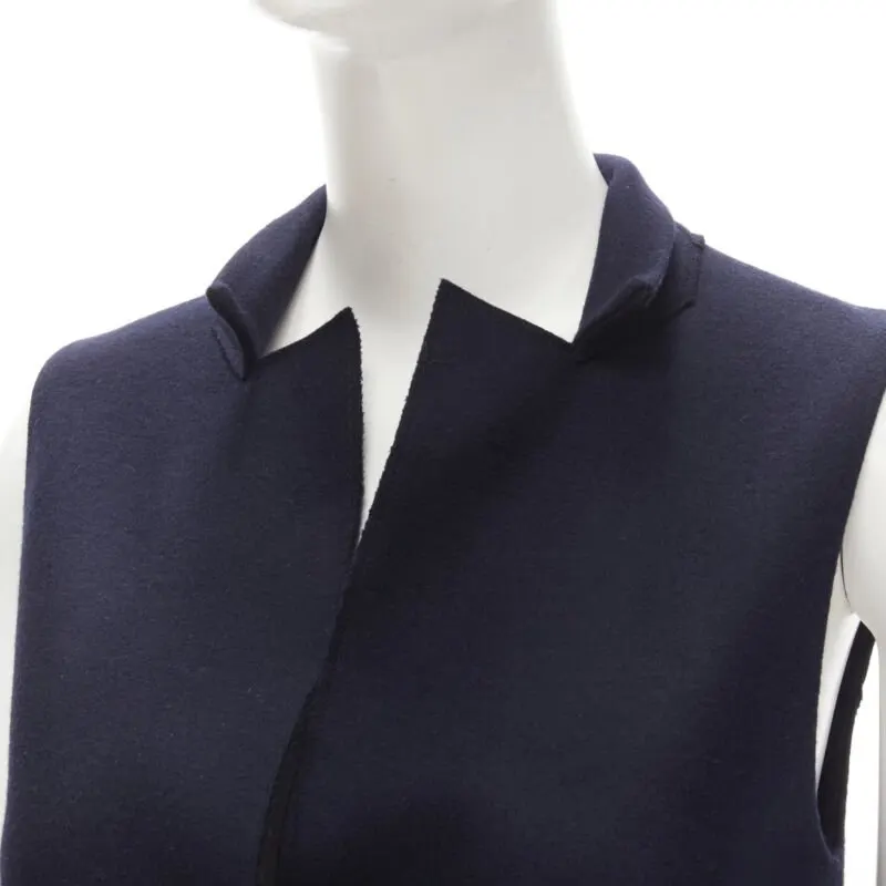 HARRIS WHARF LONDON Navy Wool Felt Vest Navy Wool Never worn - Back View