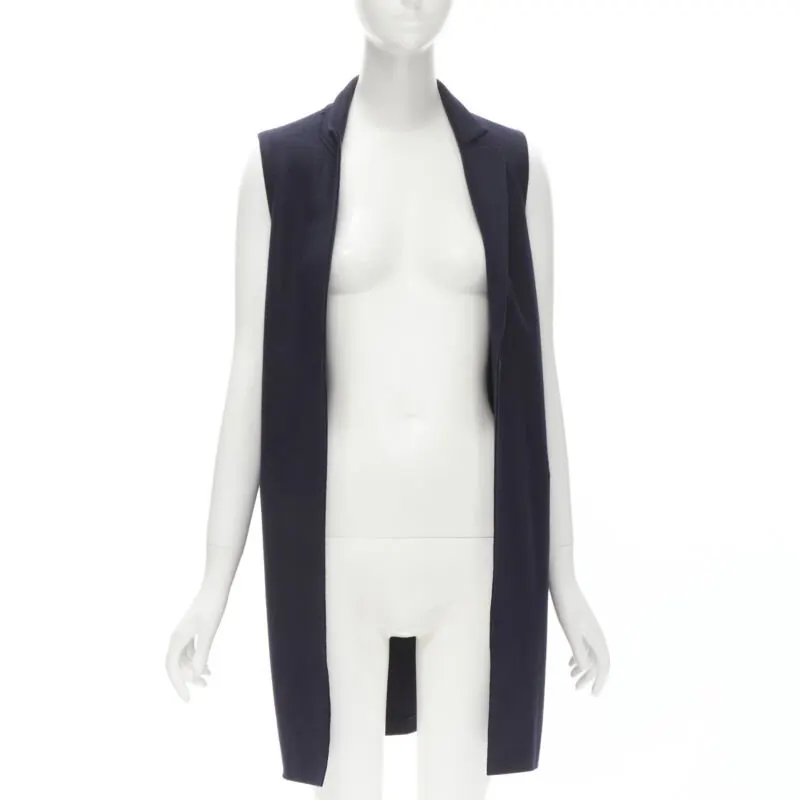 HARRIS WHARF LONDON Navy Wool Felt Vest Navy Wool Never worn - Inside View