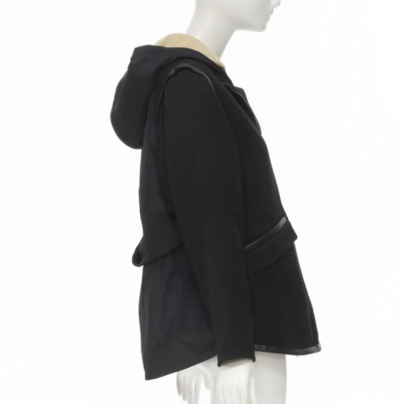 Maje Black Shearling Flared Coat Black Polyester Never worn - Box View